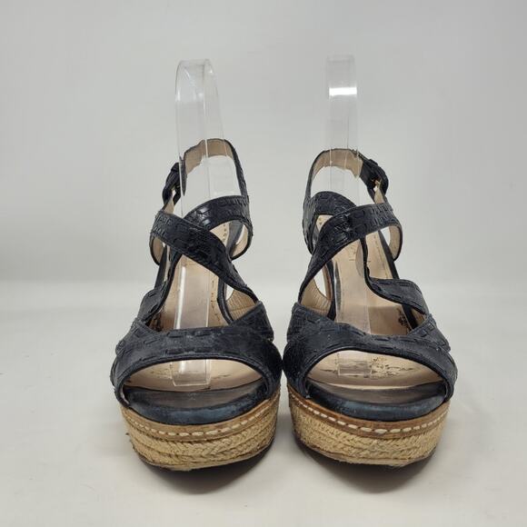 Prada Sandals IT39.5 US9.5 Black Leather Espadrille Platform Slingback Heels - Picture 3 of 14